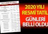İşte 2020 yılındaki resmi tatiller